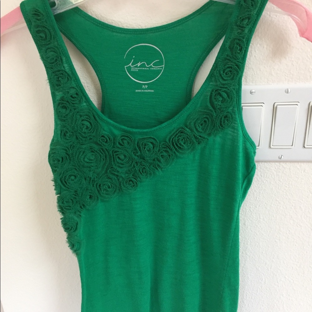 Green Embellished Tank Top